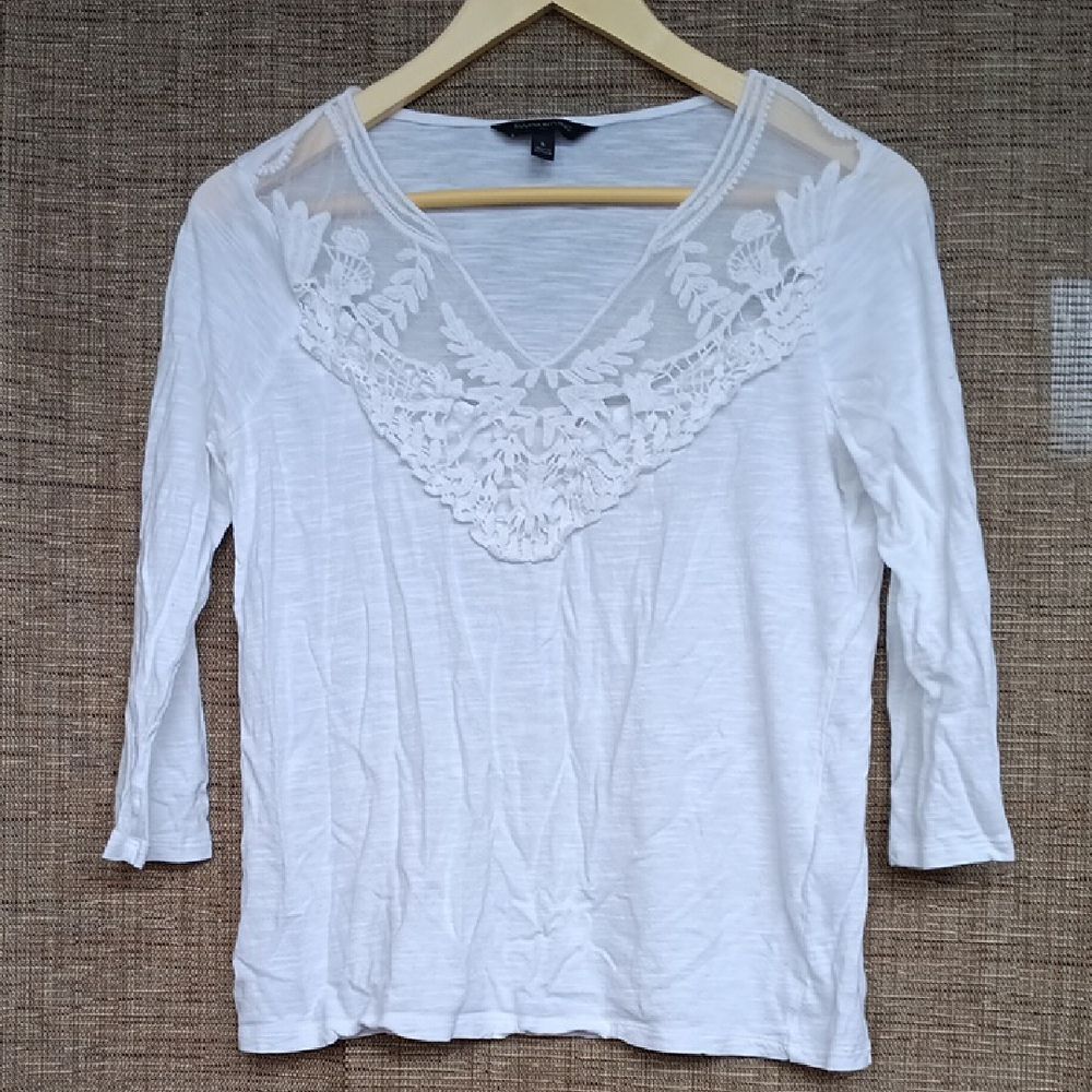 Banana Republic White Lace Detail Blouse